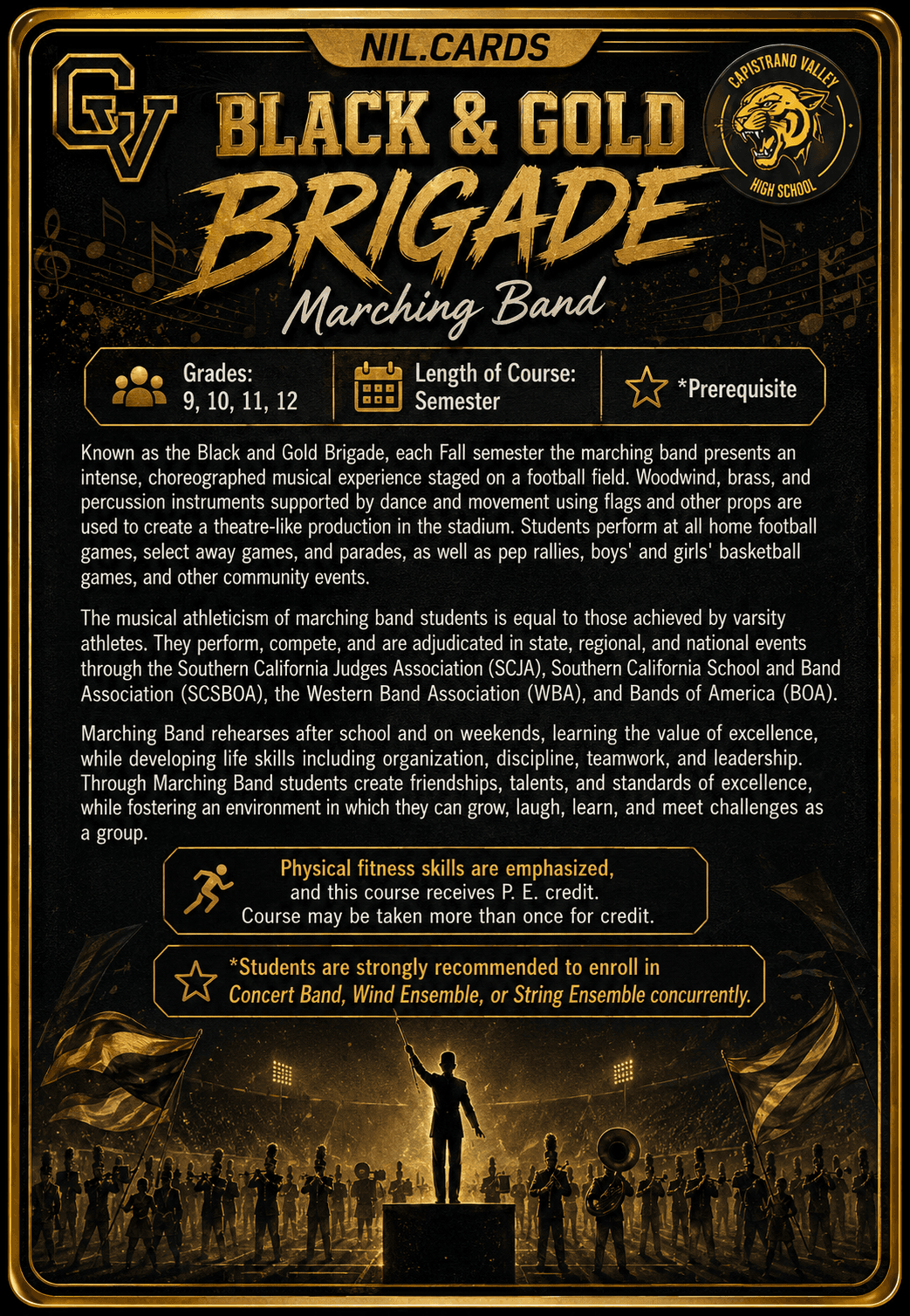 Black & Gold Brigade program card