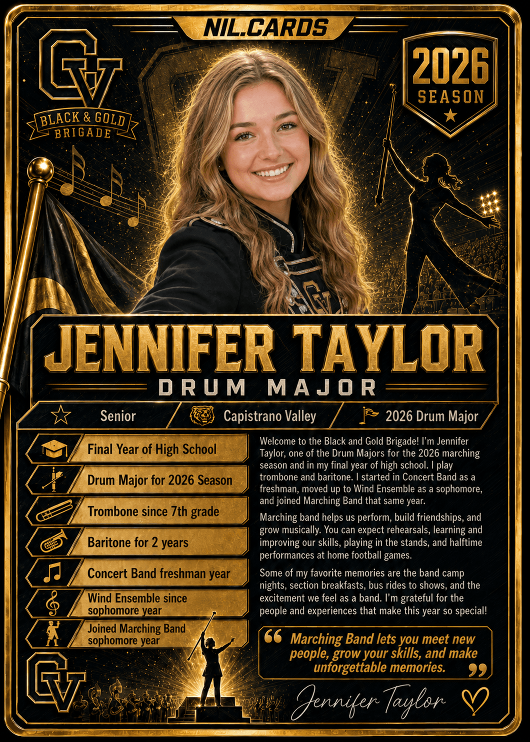 Jennifer's 2026 season card